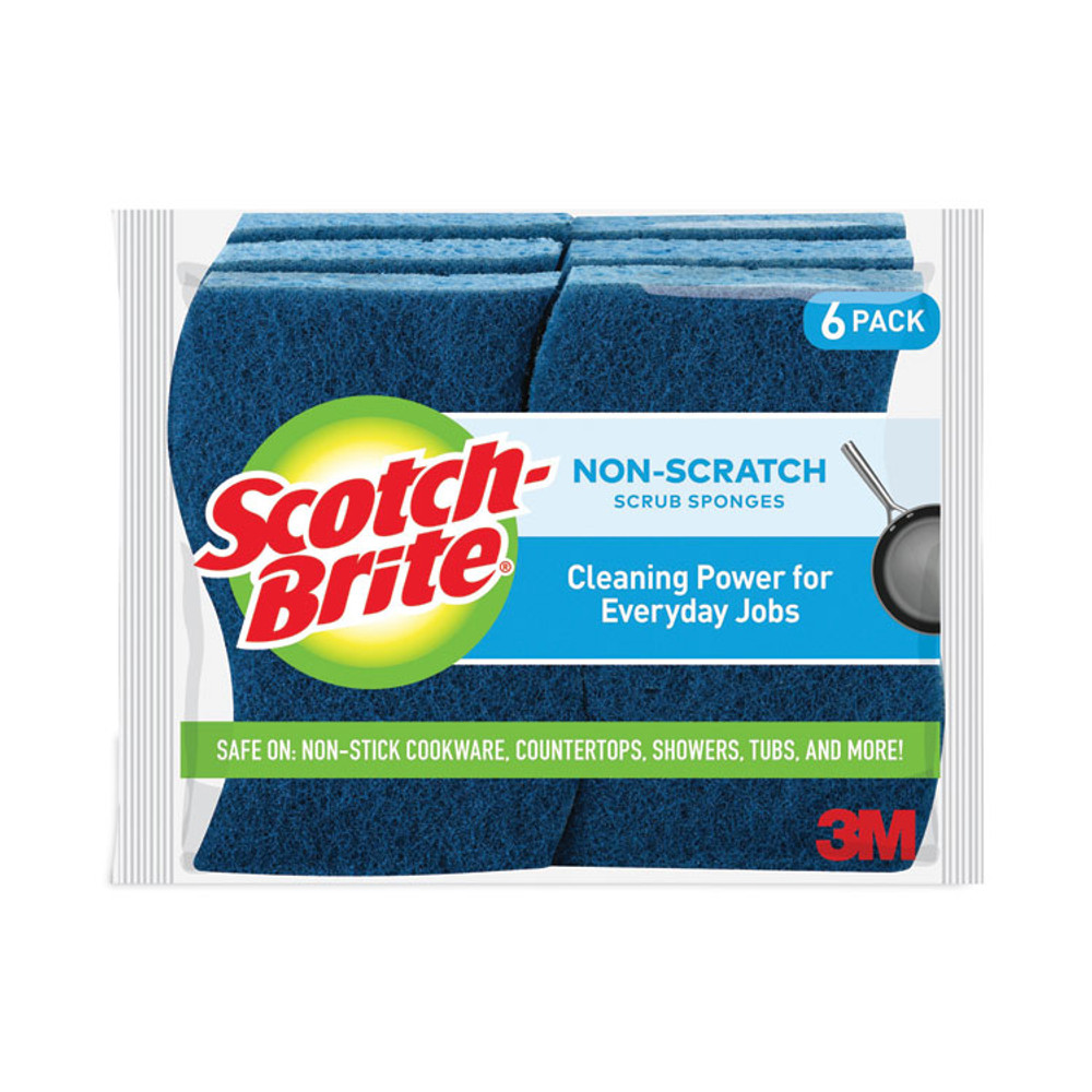 3M/COMMERCIAL TAPE DIV. Scotch-Brite® 526 Non-Scratch Multi-Purpose Scrub Sponge, 4.4 x 2.6, 0.8" Thick, Blue, 6/Pack