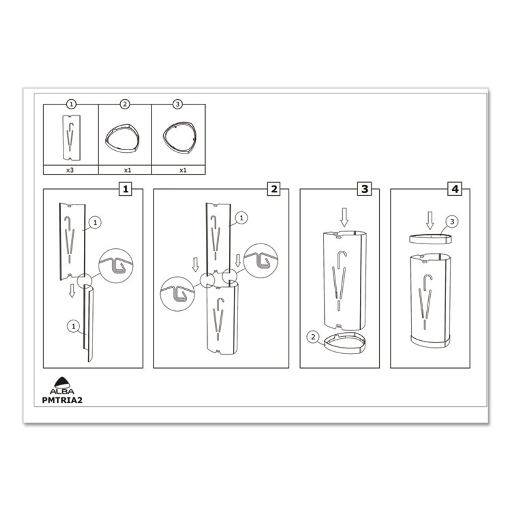 ALBA PMTRIA2N Triangular Umbrella Stand, Steel/Plastic, 10.25w x 10.25d x 23.67h, Black