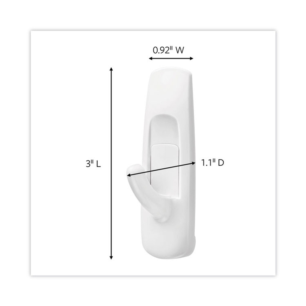 3M/COMMERCIAL TAPE DIV. Command™ 17001S37NA General Purpose Hooks, Medium, Plastic, White, 3 lb Capacity, 37 Hooks and 48 Strips/Pack