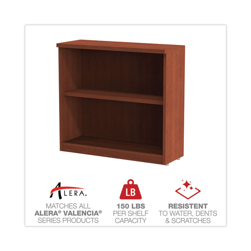 ALERA VA63-3032MC Alera Valencia Series Bookcase, Two-Shelf, 31.75w x 14d x 29.5h, Med Cherry