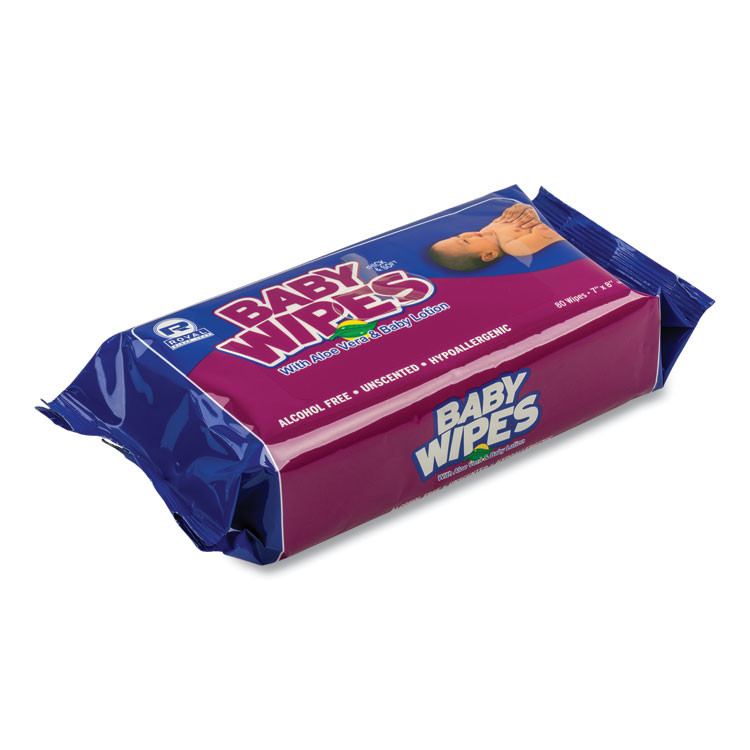 AMERCAREROYAL RPBWUR-80 Baby Wipes Refill Pack, 8 x 7, Unscented, White, 80/Pack, 12 Packs/Carton