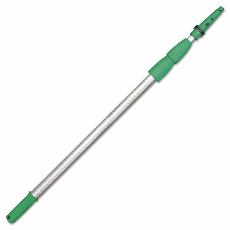 UNGER ED900 Opti-Loc Extension Pole, 30 ft, Three Sections, Green/Silver