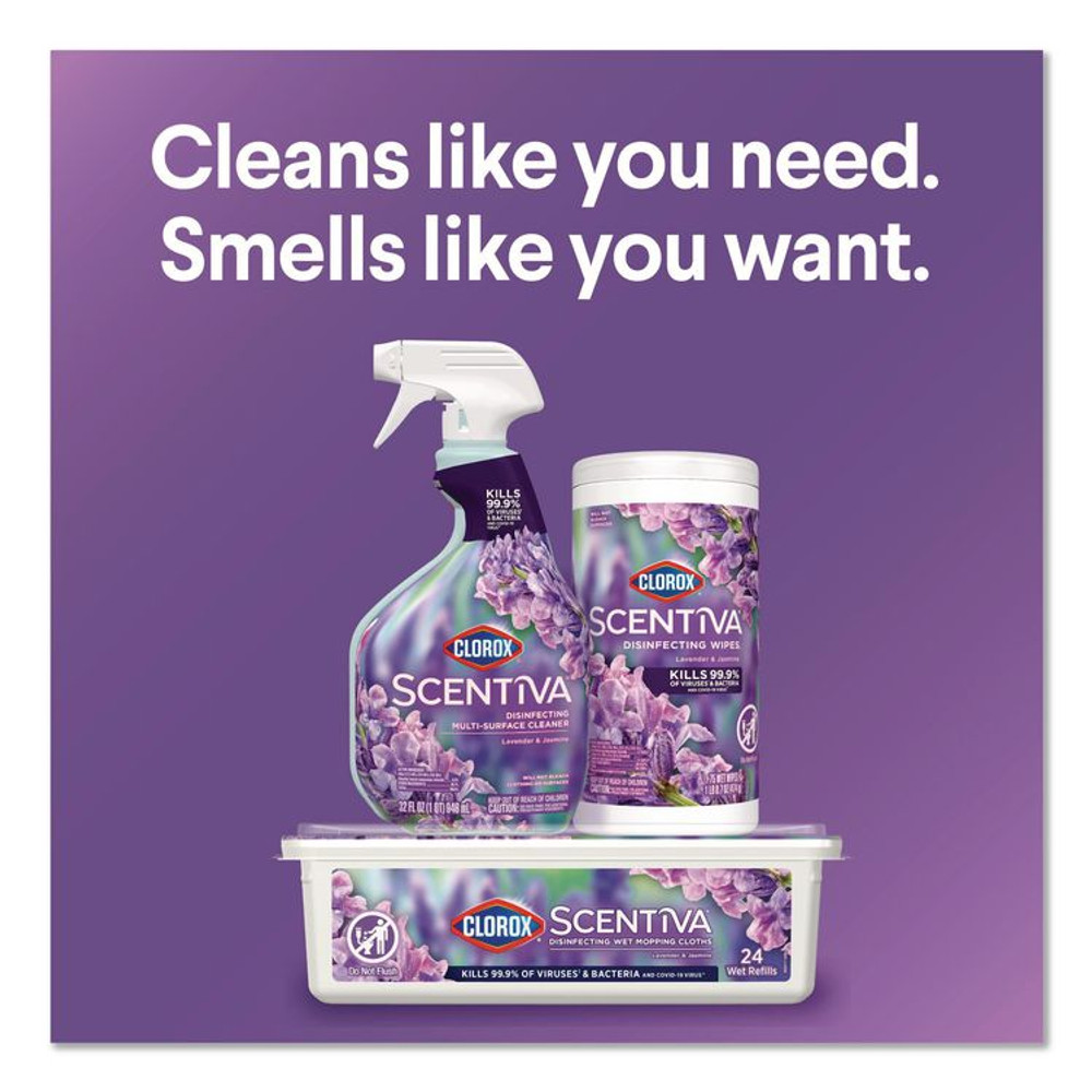 CLOROX SALES CO. 60523CT Scentiva Disinfecting Multi-Surface Cleaner, Bleach Free, Lavender and Jasmine, 32 oz Spray Bottle, 9/Carton