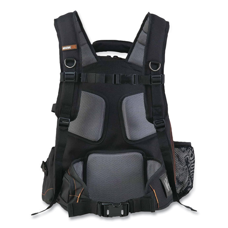 TENACIOUS HOLDINGS, INC. ergodyne® 13743 Arsenal 5843 Tool Backpack Dual Compartment, 26 Compartments, 8.5 x 13.5 x 18, Ballistic Polyester, Black/Gray