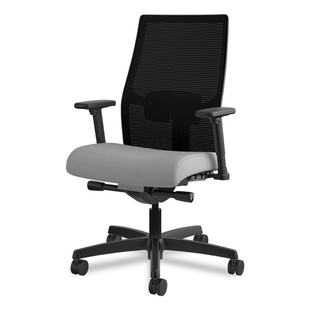 HON COMPANY I2M2AMLC22TK Ignition 2.0 4-Way Stretch Mid-Back Mesh Task Chair, Adjustable Lumbar Support, Frost Seat, Black Back/Base