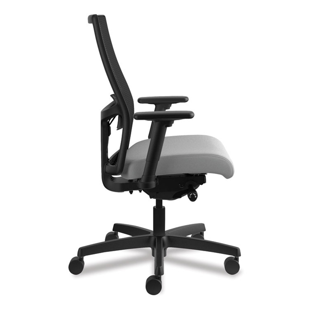 HON COMPANY I2M2AMLC22TK Ignition 2.0 4-Way Stretch Mid-Back Mesh Task Chair, Adjustable Lumbar Support, Frost Seat, Black Back/Base