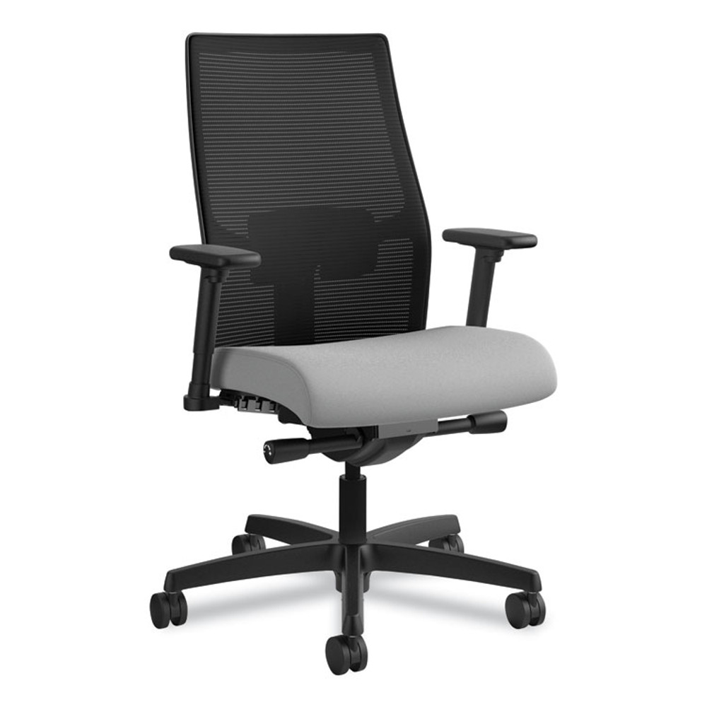 HON COMPANY I2M2AMLC22TK Ignition 2.0 4-Way Stretch Mid-Back Mesh Task Chair, Adjustable Lumbar Support, Frost Seat, Black Back/Base