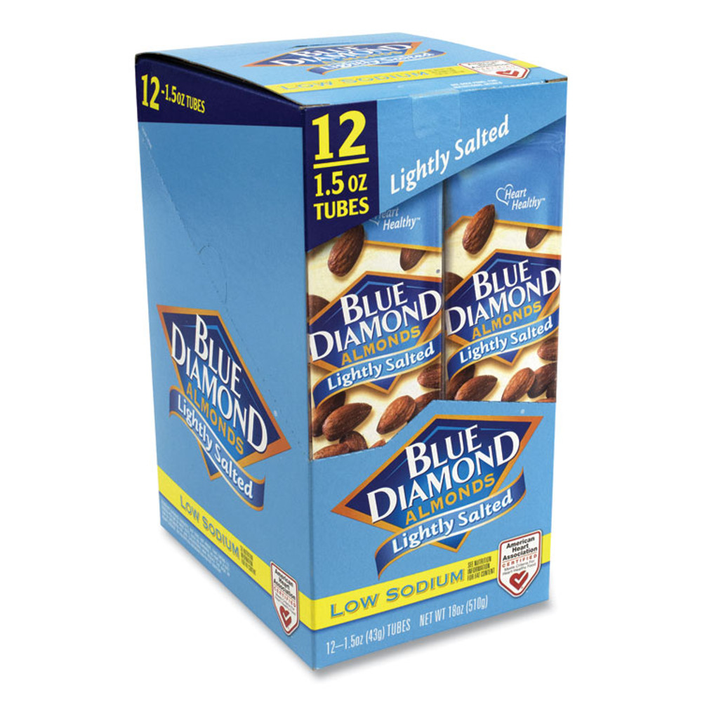 BLUE DIAMOND GROWERS 22000736 Low Sodium Lightly Salted Almonds, 1.5 oz Tube, 12 Tubes/Carton