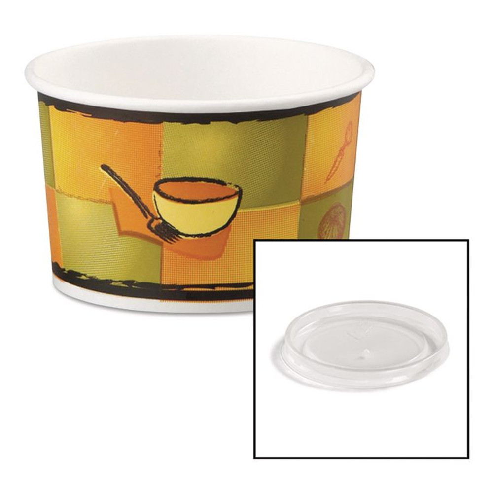 HUHTAMAKI Chinet® 70408 Streetside Paper Food Container with Plastic Lid, Streetside Design, 8 oz to 10 oz, 250/Carton
