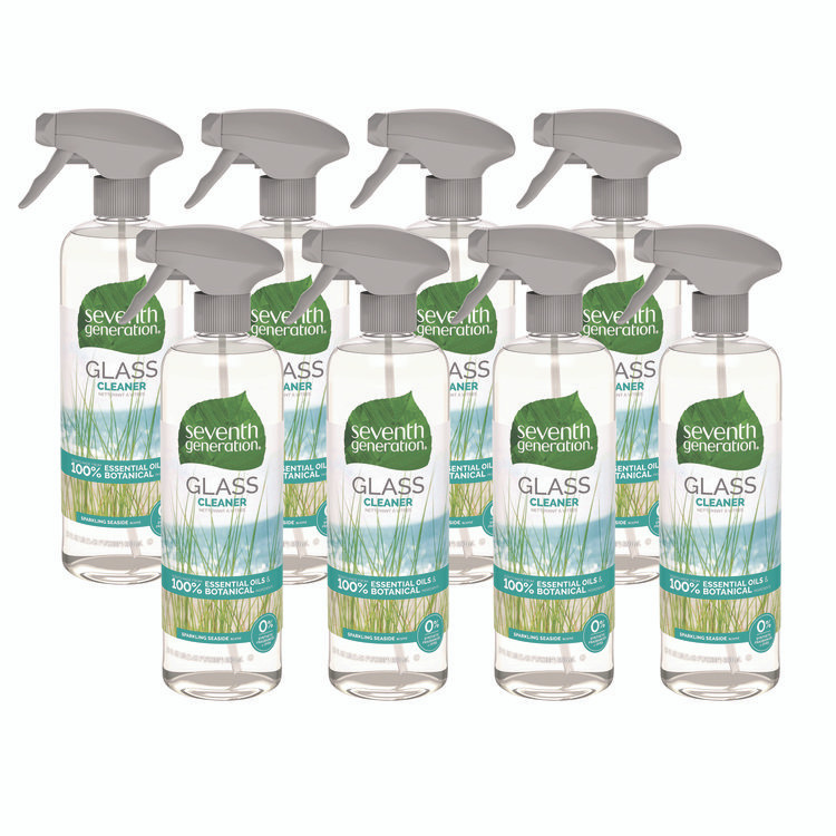 SEVENTH GENERATION 44712CT Natural Glass and Surface Cleaner, Sparkling Seaside, 23 oz Trigger Spray Bottle, 8/Carton