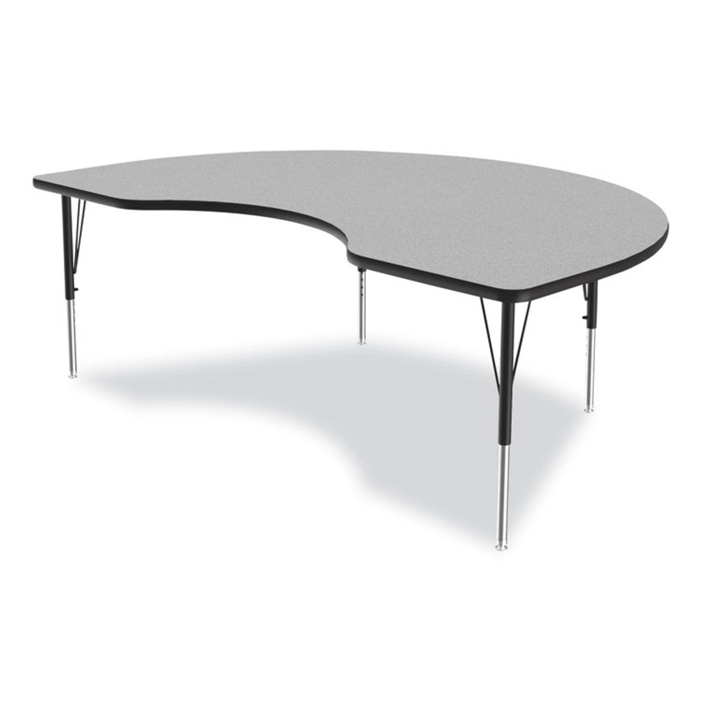 CORRELL, INC. 4872TF1595K4 Adjustable Activity Tables, Kidney Shaped, 72" x 48" x 19" to 29", Gray Top, Black Legs, 4/Pallet