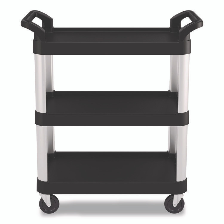 SUNCAST CORPORATION Commercial® RC2030 Three-Shelf Service Cart, Metal/Plastic, 3 Shelves, 300 lb Capacity, 20" x 34" x 37.92", Black