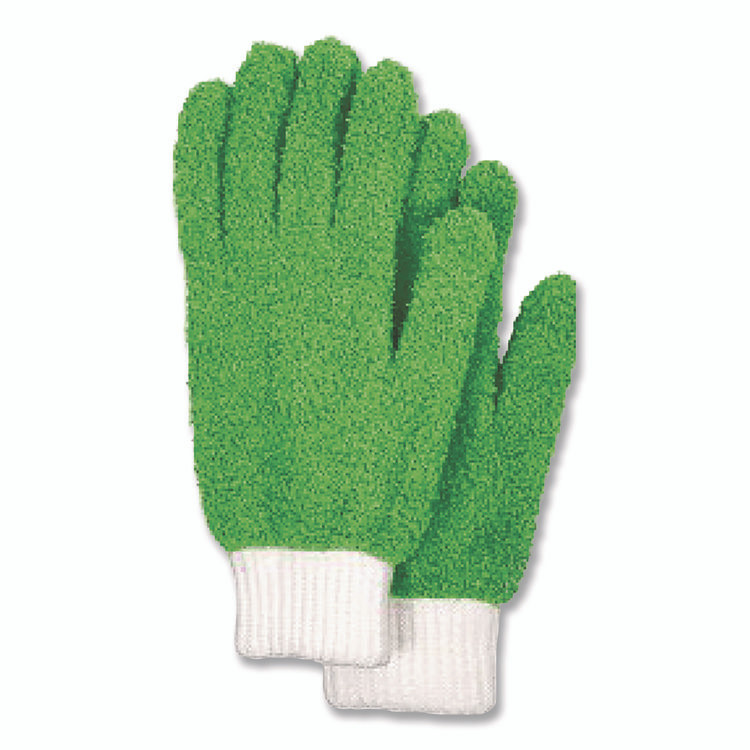 CHAGRINOVATIONS TidyUps TU05718 Microfiber Dusting Gloves, Green with White Cuffs, 2 Gloves