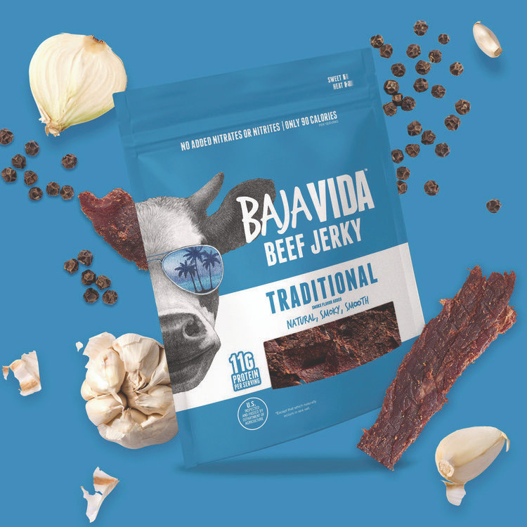 BRANDT BEEF Baja Jerky 22002304 Beef Jerky Traditional Snack Pack, Original, 1 oz Packet, 12/Carton