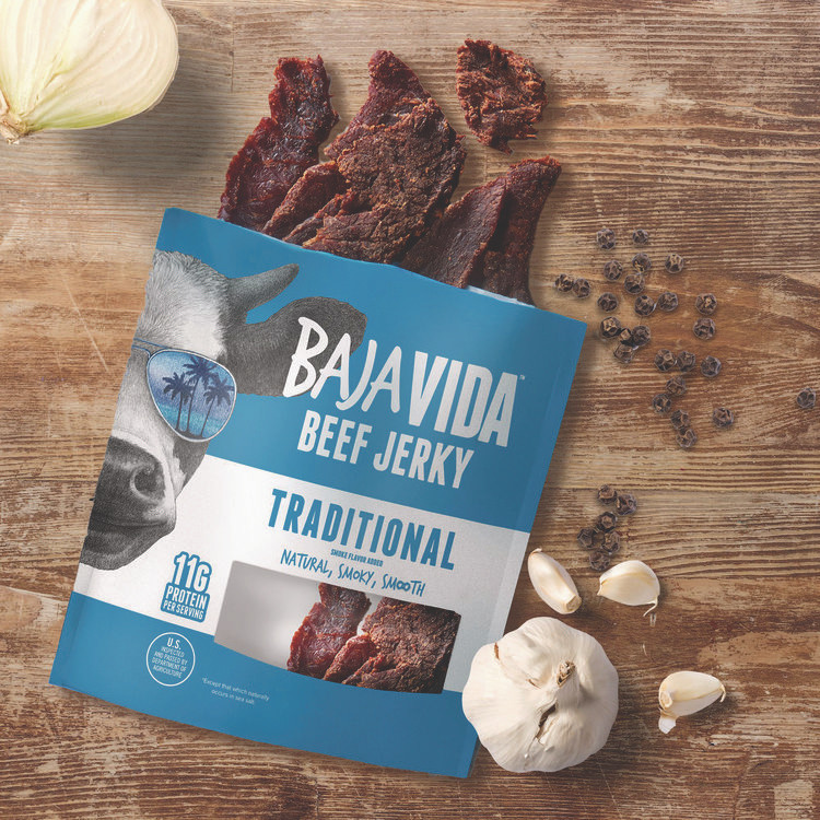 BRANDT BEEF Baja Jerky 22002304 Beef Jerky Traditional Snack Pack, Original, 1 oz Packet, 12/Carton