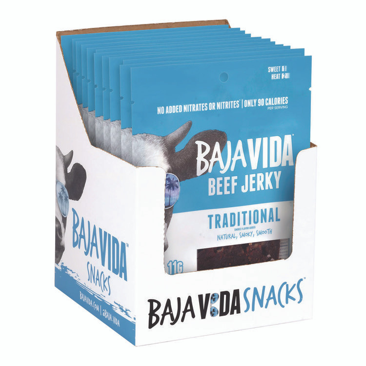 BRANDT BEEF Baja Jerky 22002304 Beef Jerky Traditional Snack Pack, Original, 1 oz Packet, 12/Carton
