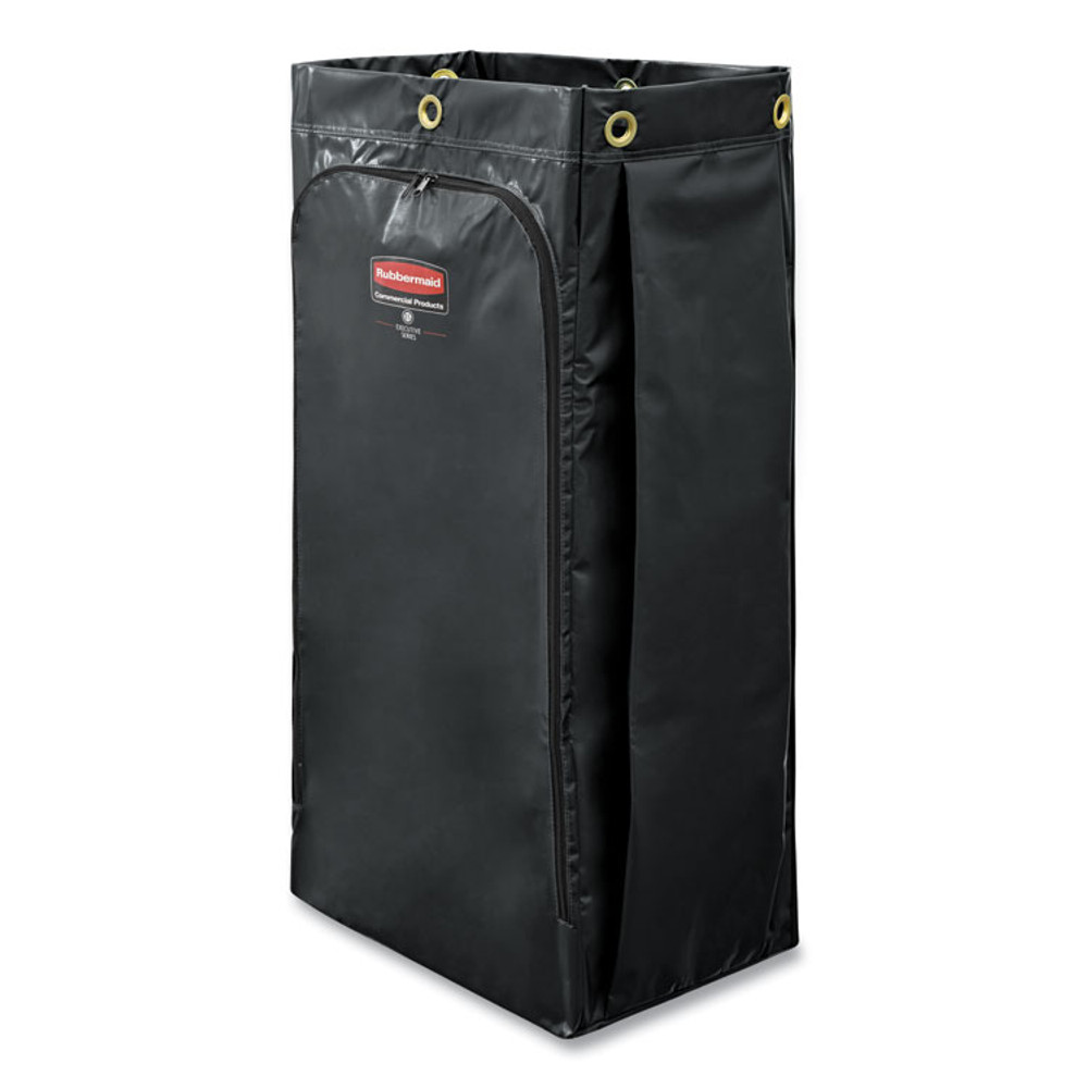 RUBBERMAID COMMERCIAL PROD. 1966886 Replacement Executive Vinyl Bag for Rubbermaid Commercial High-Capacity Cleaning Carts, 34 gal, Black, 4/Carton