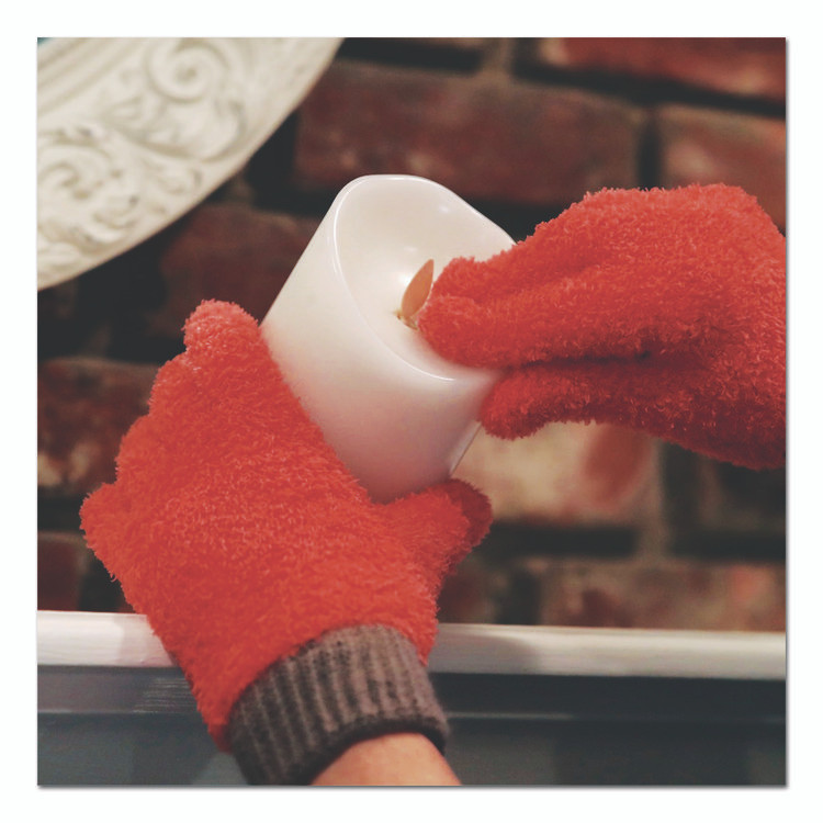 CHAGRINOVATIONS TidyUps TU05720 Microfiber Dusting Gloves, Coral with White Cuffs, 2 Gloves