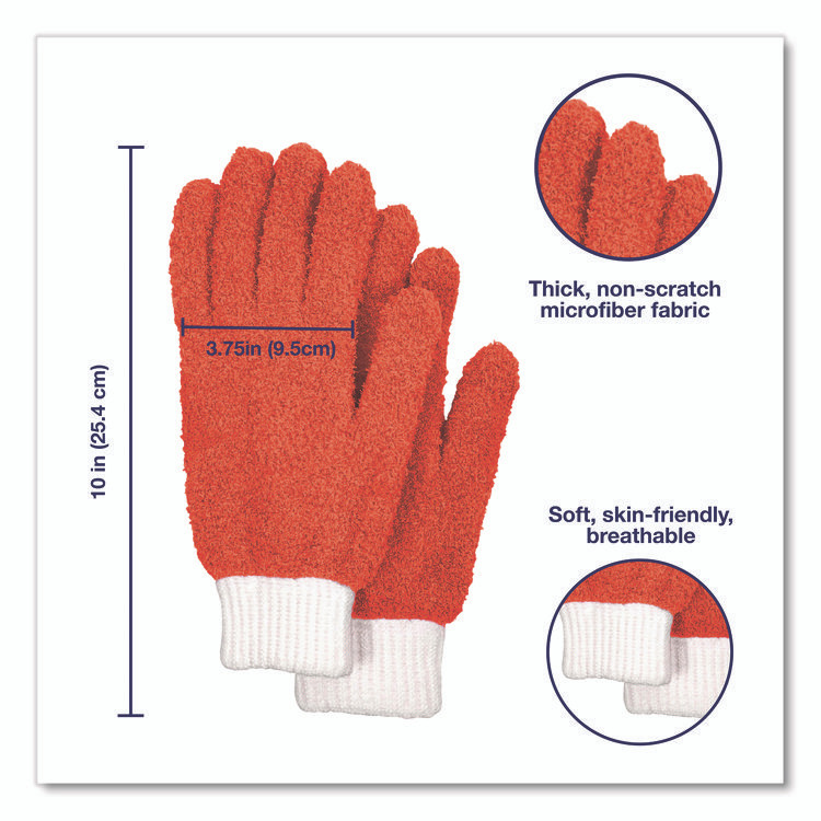 CHAGRINOVATIONS TidyUps TU05720 Microfiber Dusting Gloves, Coral with White Cuffs, 2 Gloves