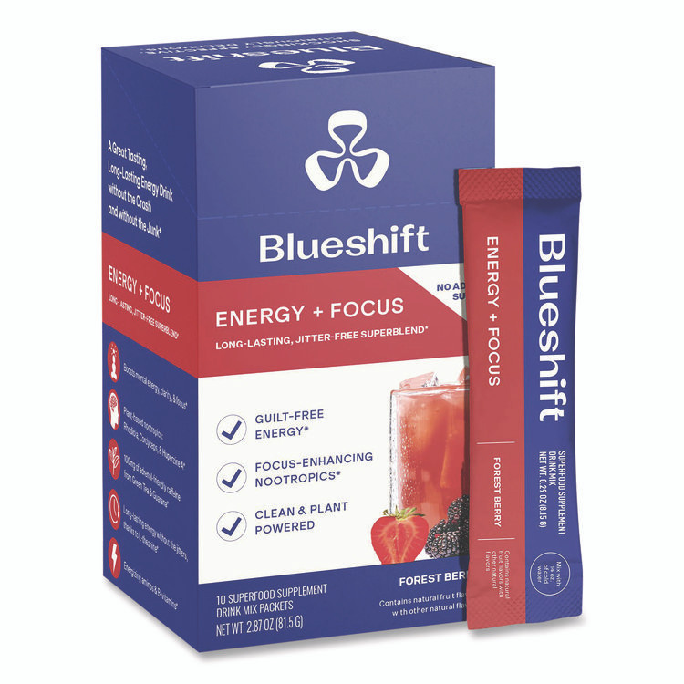BLUESHIFT NUTRITION 60004169 Variety Pack Drink Mix, Assorted Flavors, Individual Packets, 10/Pack. 4 Packs/Carton