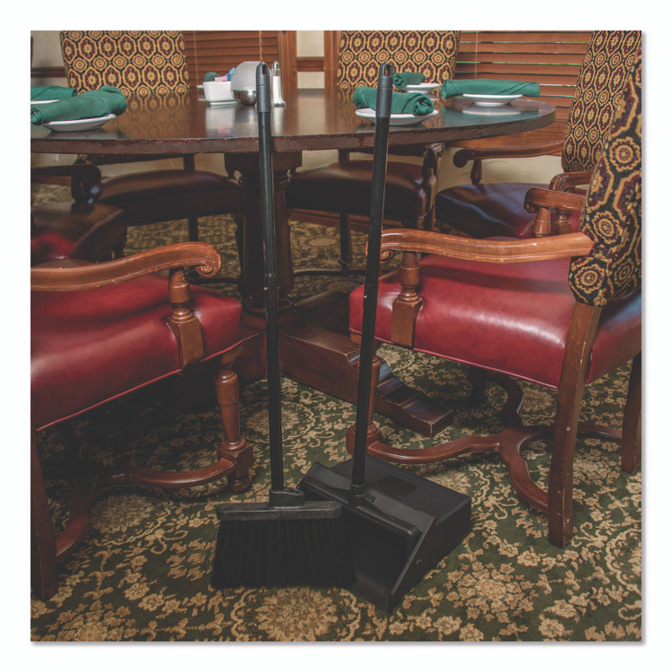 CFS BRANDS Carlisle 36141503 Duo-Pan Upright Dust Pan and Broom, 11.8w x 36h, 24.5" Handle, Plastic, Black