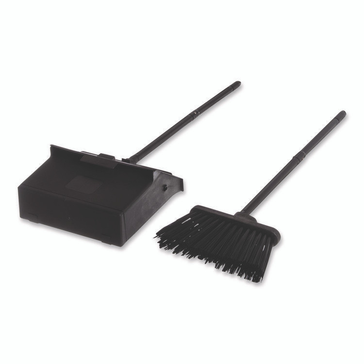 CFS BRANDS Carlisle 36141503 Duo-Pan Upright Dust Pan and Broom, 11.8w x 36h, 24.5" Handle, Plastic, Black