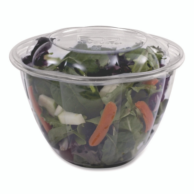ECO-PRODUCTS,INC. EP-SB48 Renewable and Compostable Salad Bowls with Lids, 48 oz, Clear, Plastic, 150/Carton