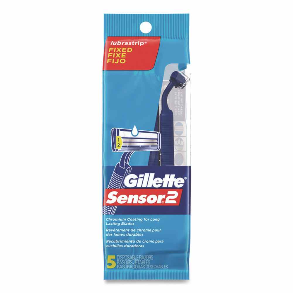 PROCTER & GAMBLE Gillette® 65853 Sensor2 Disposable Razor, 2 Blades, 5/Pack, 36 Packs/Carton