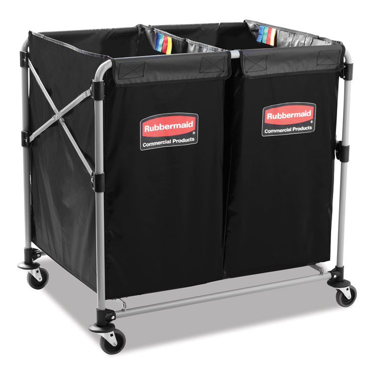 RUBBERMAID COMMERCIAL PROD. 1881782CT 4 Bushel Collapsible X-Cart Bag for Rubbermaid Commercial 1881749 and 1881781, 5 cu ft, 22.08" x 15.33" x 27.33", Black, 2/CT