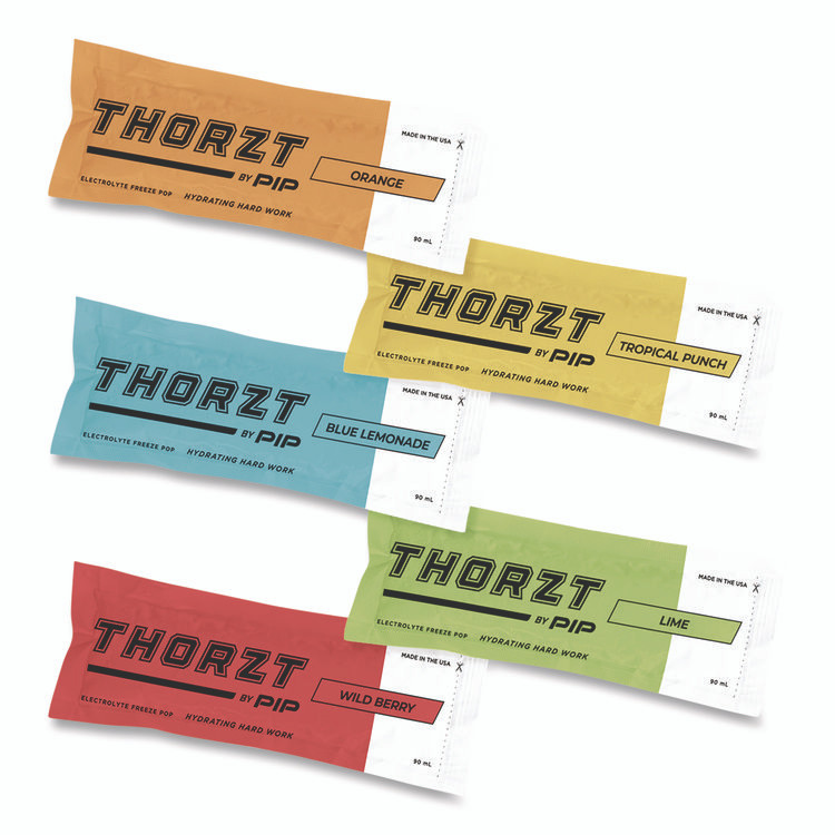 PROTECTIVE INDUSTRIAL PRODUCTS INC THORZT by PIP POPMIXCLASS Electrolyte Freeze Pops, Assorted Flavors, 3 oz Tube, 10 Tubes/Bag, 15 Bags/Carton