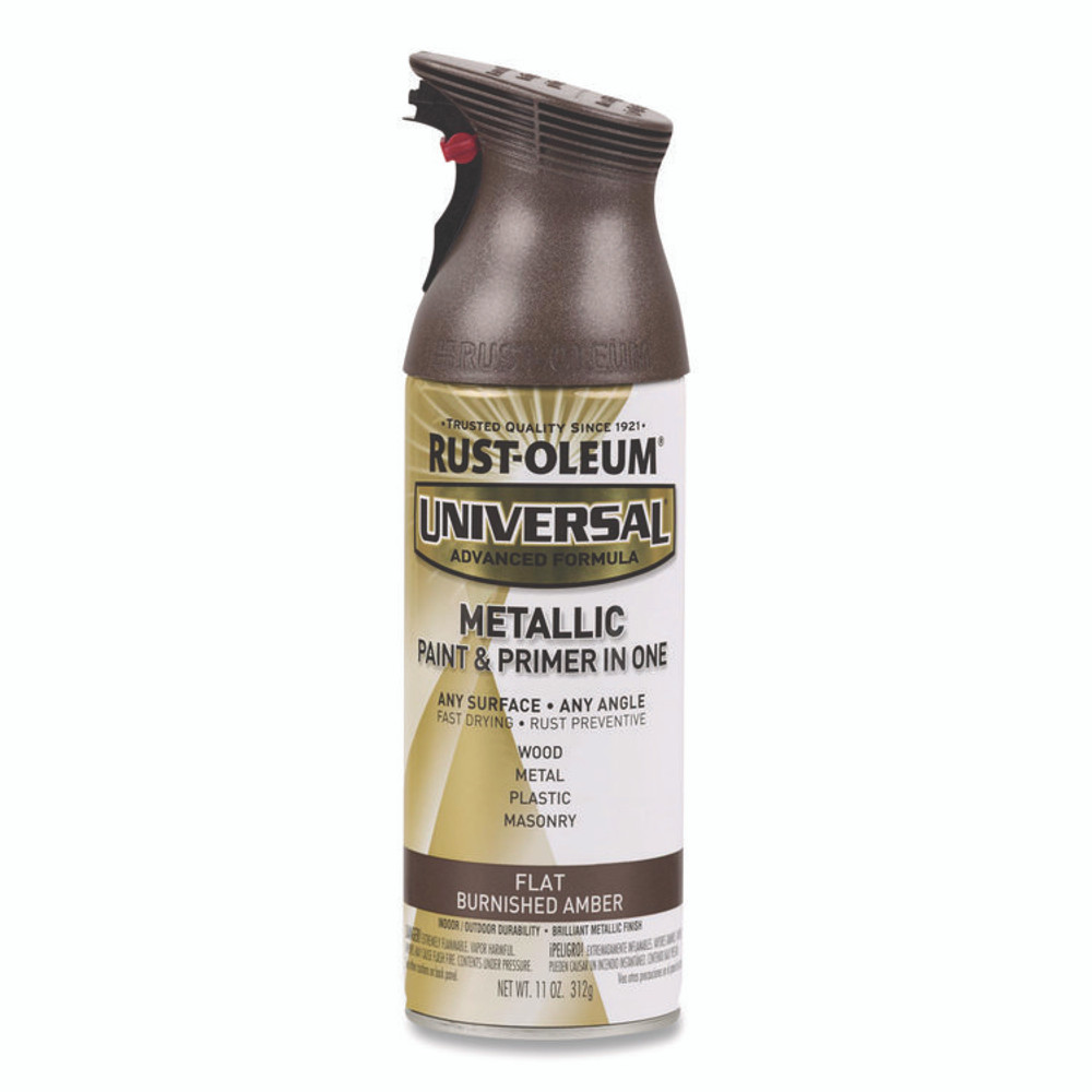 RUST-OLEUM CORPORATION 271472 Universal Premium Spray Paint, Flat Amber, 12 oz Aerosol Can, 6/Carton
