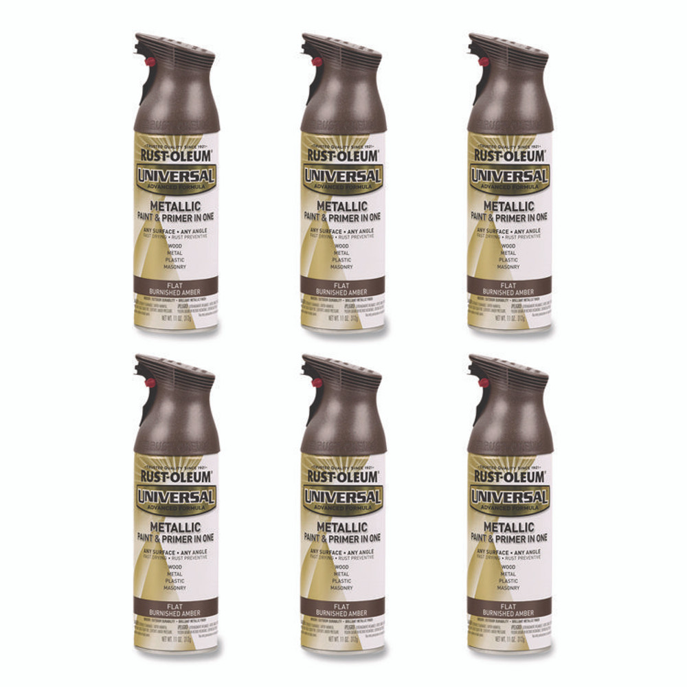 RUST-OLEUM CORPORATION 271472 Universal Premium Spray Paint, Flat Amber, 12 oz Aerosol Can, 6/Carton