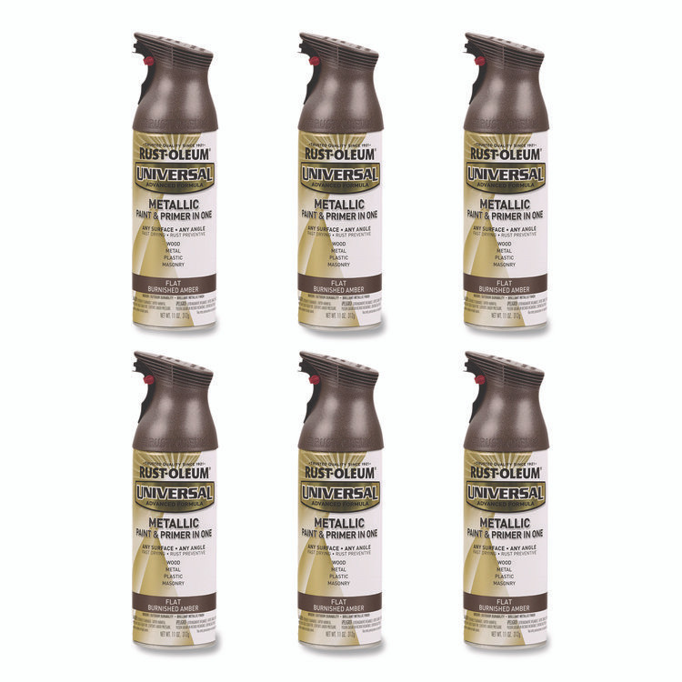 RUST-OLEUM CORPORATION 271472 Universal Premium Spray Paint, Flat Amber, 12 oz Aerosol Can, 6/Carton