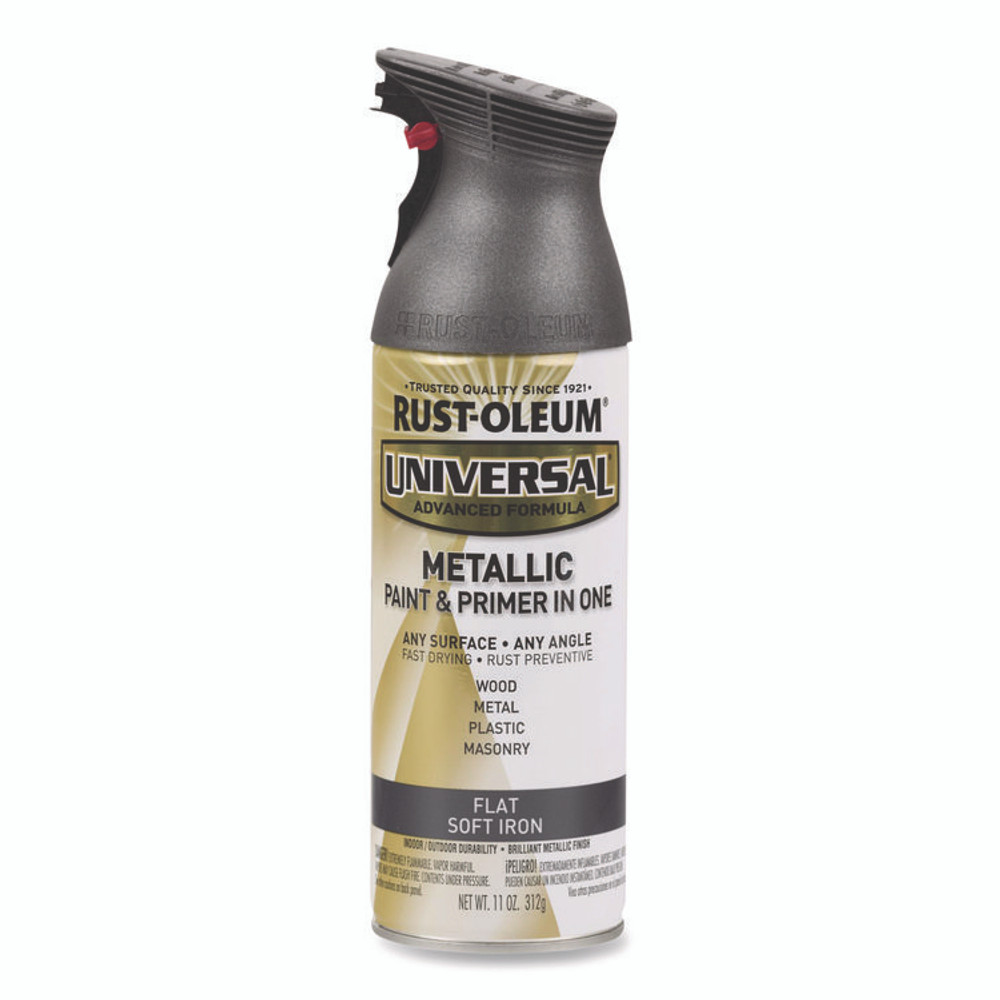 RUST-OLEUM CORPORATION 271473EA Universal Premium Spray Paint, Flat Iron, 12 oz Aerosol Can