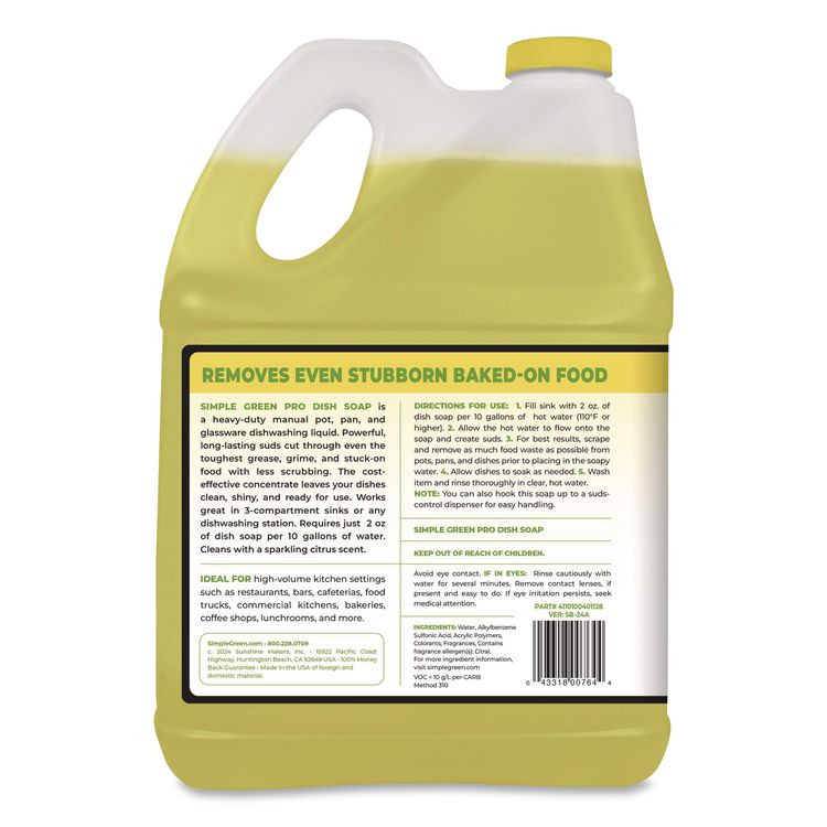 SUNSHINE MAKERS, INC. Simple Green® 4101128 Pro Dish Soap, Sparkling Citrus Scent, 1 gal Bottle, 4/Carton