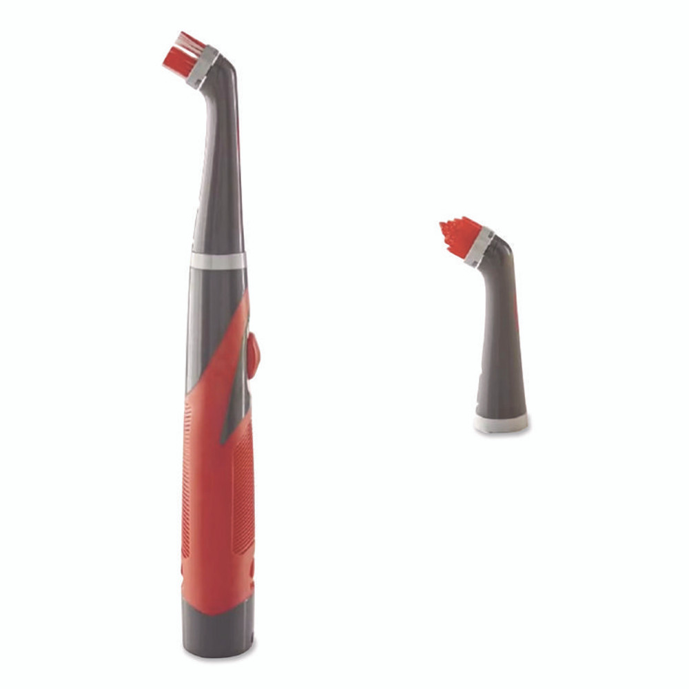 RUBBERMAID 2057486 Reveal Power Scrubber, Red/White Nylon Bristles, 1.73" Brush, Red Plastic Handle