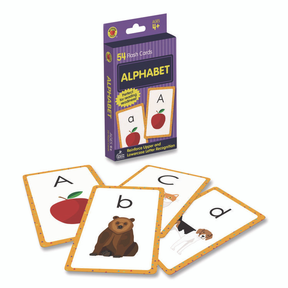 CARSON-DELLOSA EDUCATION 0769646794 Alphabet Flash Cards, Grades Pre-K to 1, 3.25" x 5.25", Assorted Colors, 54 Cards