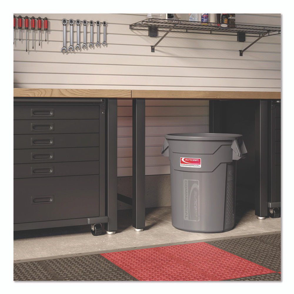 SUNCAST CORPORATION Commercial® TCU20 Injection Molded Utility Trash Can, 20 gal, Resin, Gray