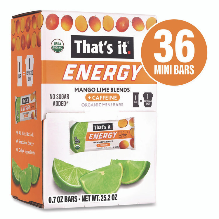 1908 BRANDS That’s it.® 22002520 Organic Energy Bars, Mango Lime, 0.7 oz Bar, 36/Box