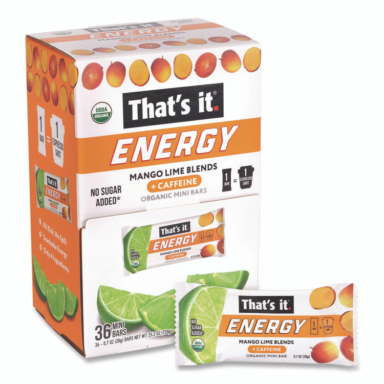 1908 BRANDS That’s it.® 22002520 Organic Energy Bars, Mango Lime, 0.7 oz Bar, 36/Box