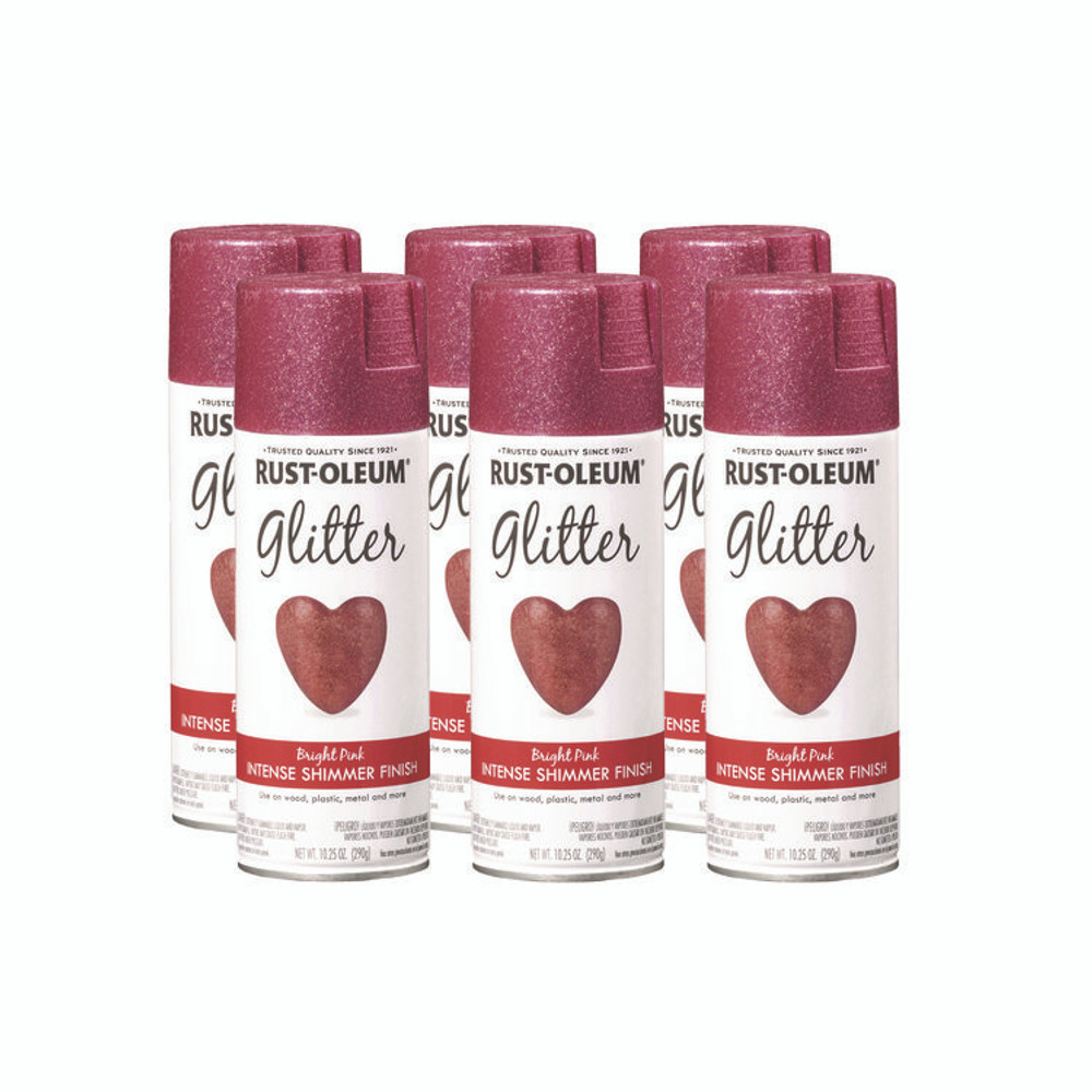 RUST-OLEUM CORPORATION 301818 Specialty Glitter Spray Paint, Glitter Pink, 10.25 oz Aerosol Can, 6/Carton