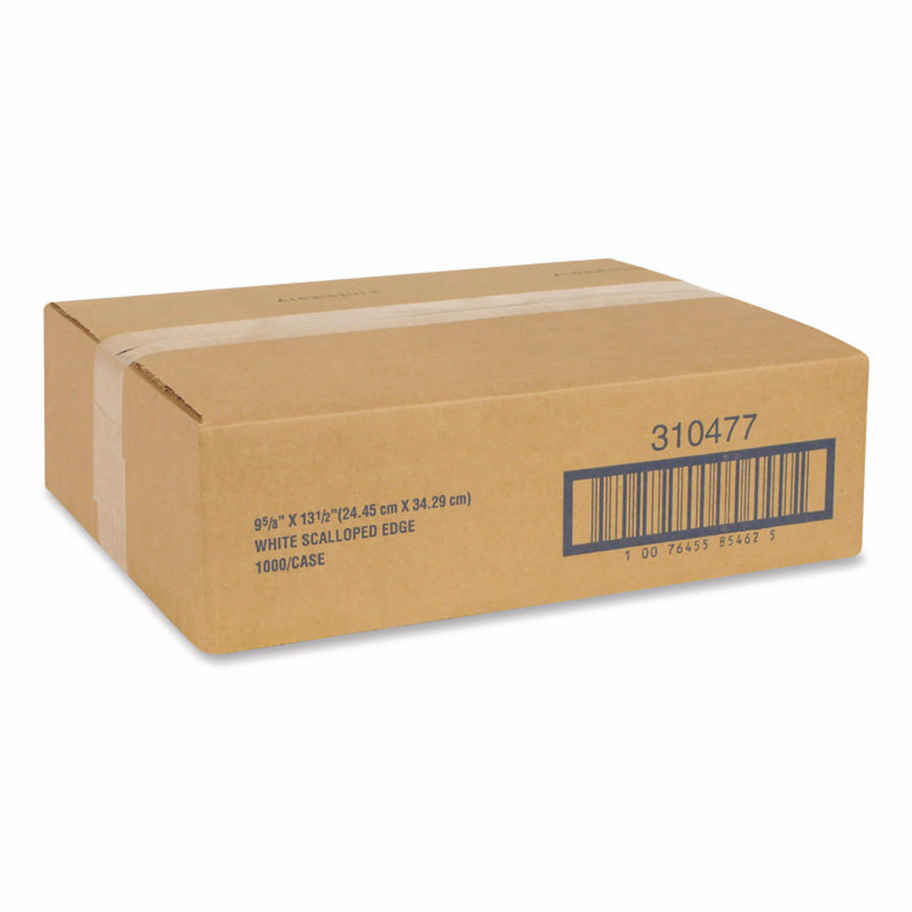 HOFFMASTER 310477 Solid Color Scalloped Edge Placemats, 9.63 x 13.5, White, 1,000/Carton