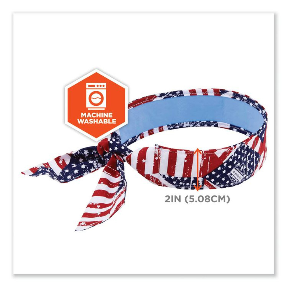 TENACIOUS HOLDINGS, INC. ergodyne® 12561 Chill-Its 6700CT Cooling Bandana PVA Tie Headband, One Size Fits Most, Stars and Stripes