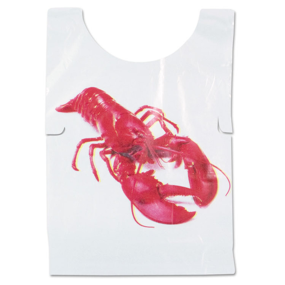 AMERCAREROYAL PB25 Poly Lobster Bib, Adult, White, 500/Box, 5 Boxes/Carton