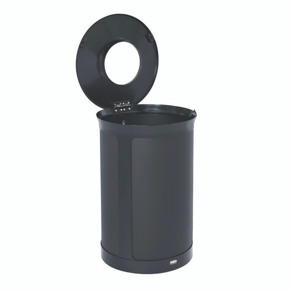 RUBBERMAID COMMERCIAL PROD. 2172842 ENHANCE Series Waste Receptacle, 33 gal, Metal, Jet Black Metallic