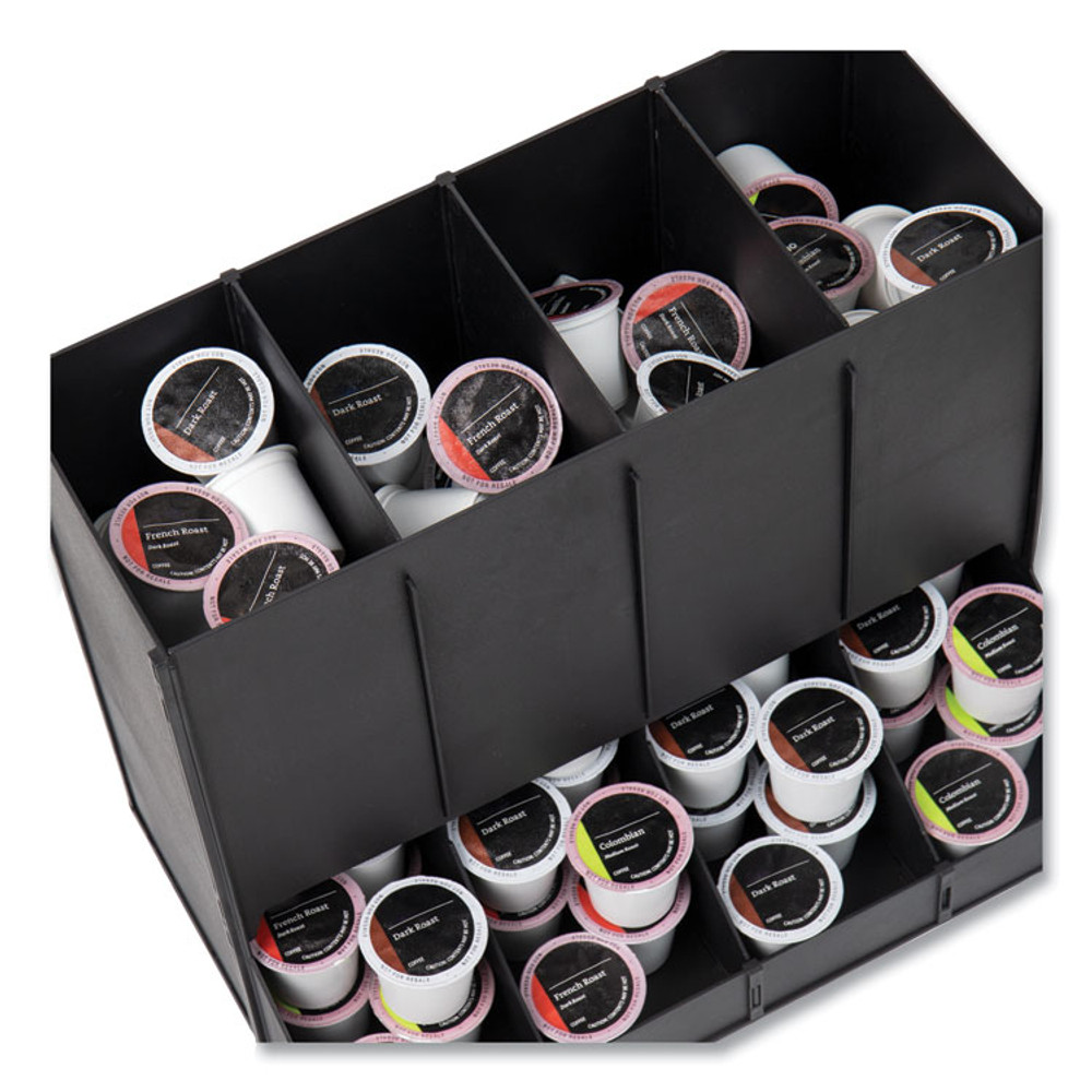 EMS MIND READER LLC CPODBKBLK Anchor Collection 4-Compartment Single Serve Pod Countertop Dispenser, 14.25 x 9 x 12.15, Black