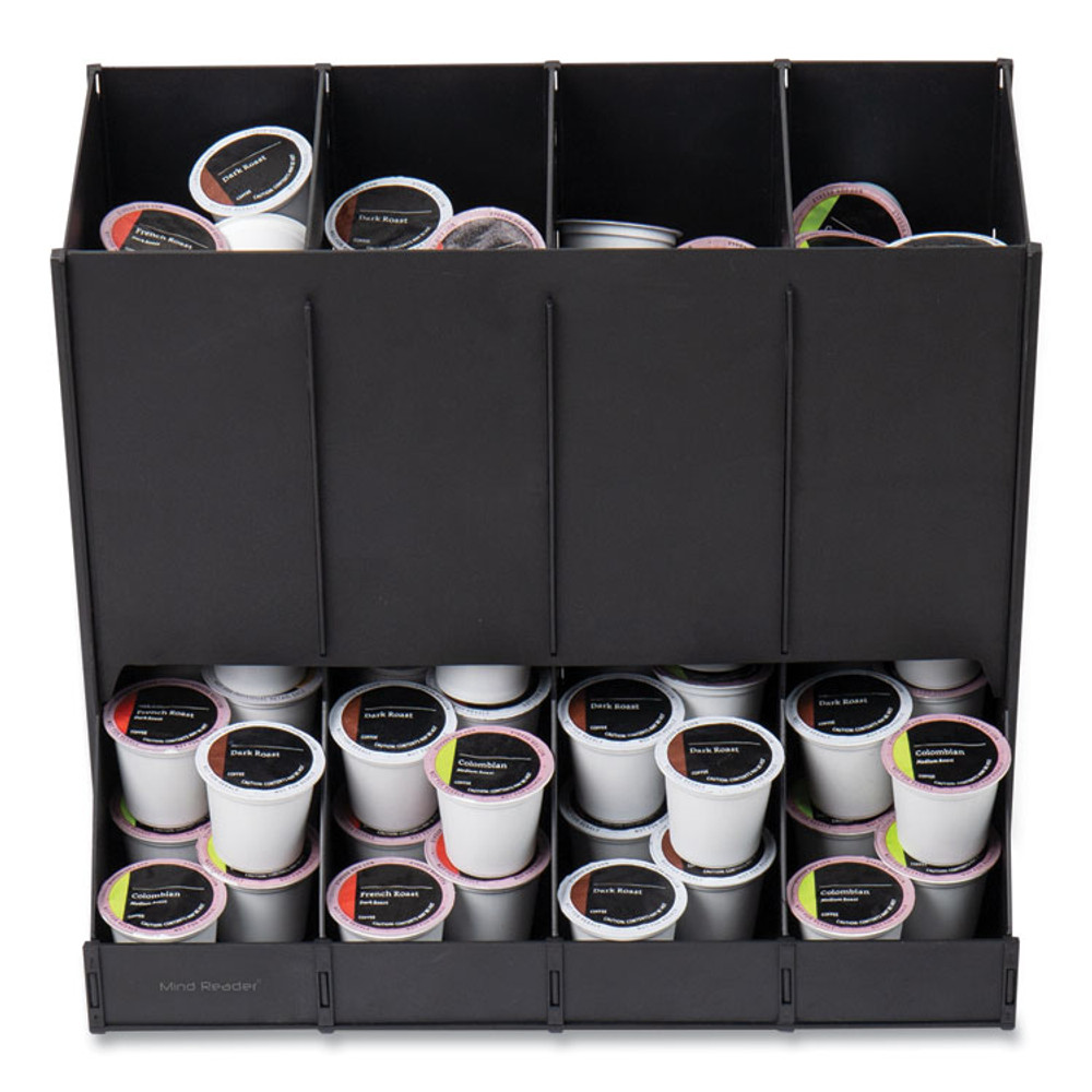 EMS MIND READER LLC CPODBKBLK Anchor Collection 4-Compartment Single Serve Pod Countertop Dispenser, 14.25 x 9 x 12.15, Black