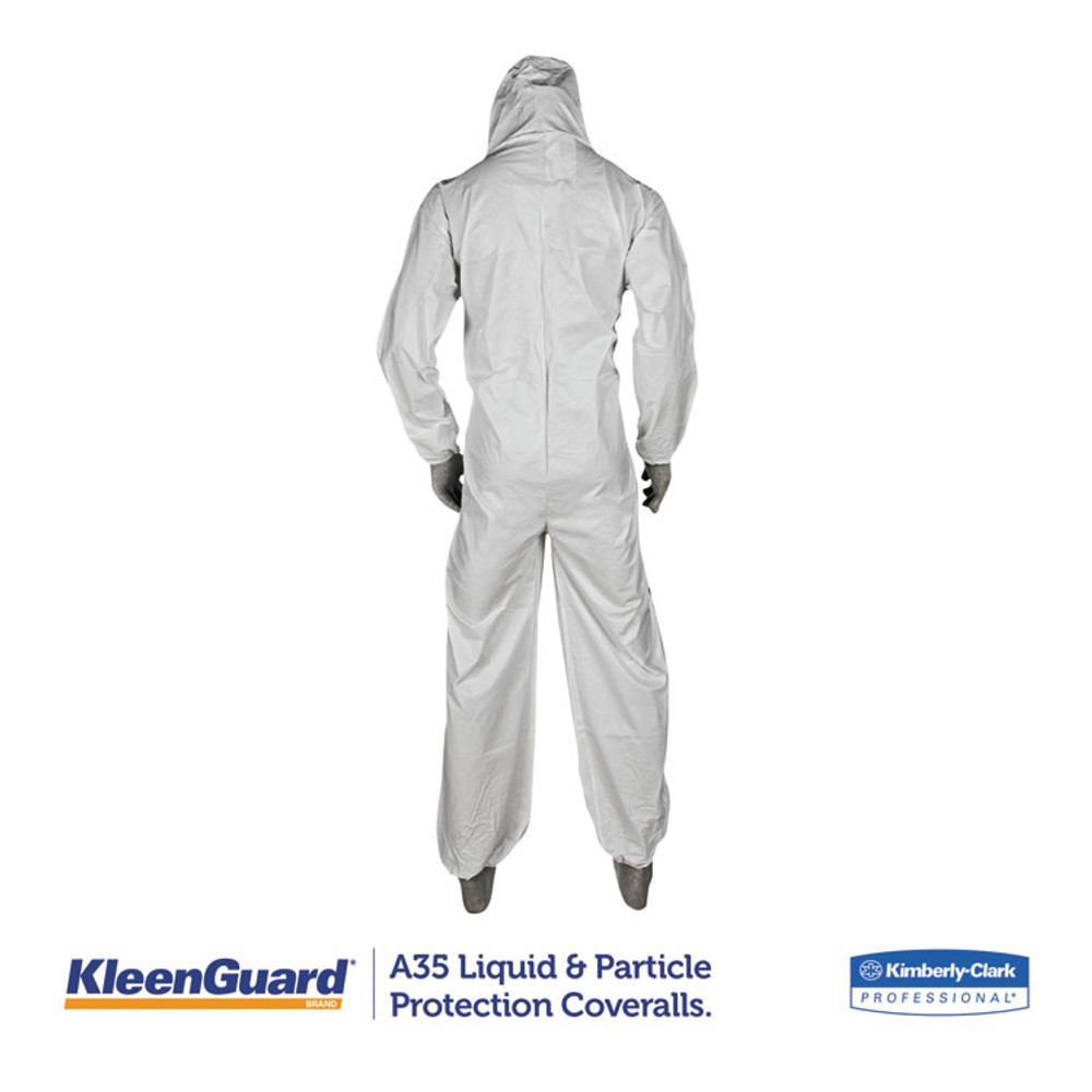 SMITH AND WESSON KleenGuard™ 38939 A35 Liquid and Particle Protection Coveralls, Zipper Front, Hooded, Elastic Wrists and Ankles, X-Large, White, 25/Carton