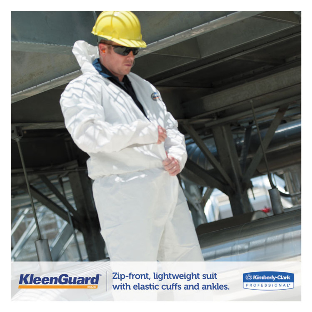 SMITH AND WESSON KleenGuard™ 38939 A35 Liquid and Particle Protection Coveralls, Zipper Front, Hooded, Elastic Wrists and Ankles, X-Large, White, 25/Carton