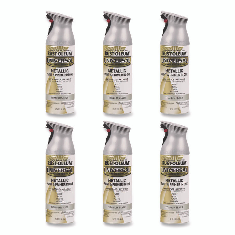 RUST-OLEUM CORPORATION 245220 Universal Premium Spray Paint, Metallic Silver, 12 oz Aerosol Can, 6/Carton